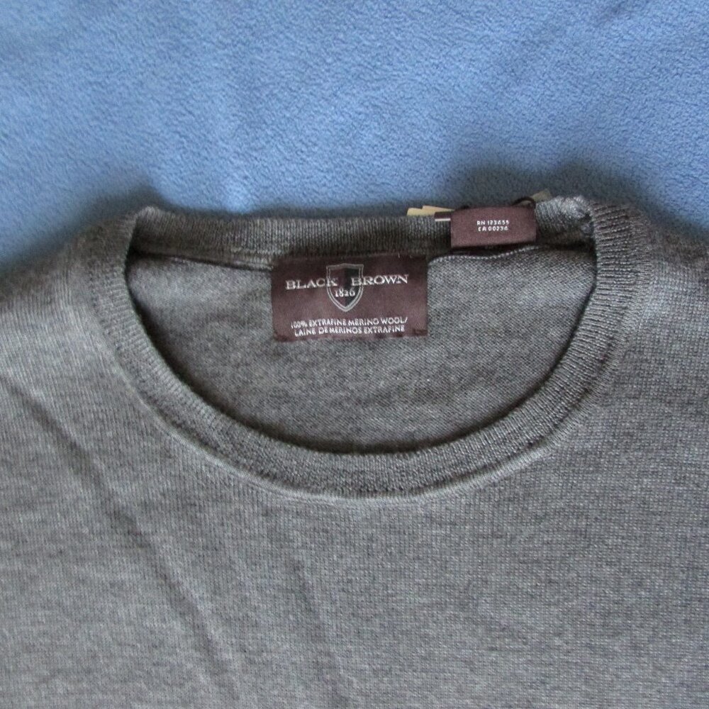 Black Brown 1826 Gray Crewneck Sweater - Picture 9 of 14